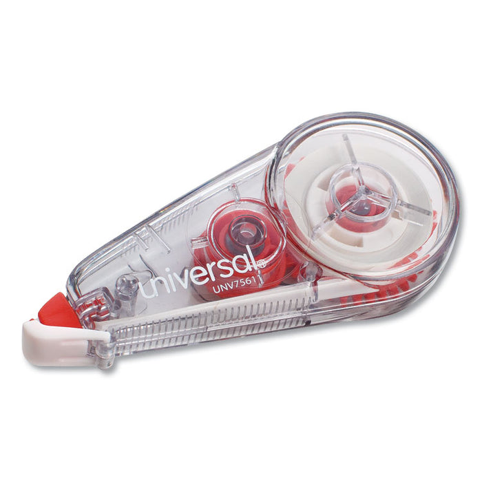 Correction Tape, Mini Economy, Non-Refillable, Clear/Red Applicator, 0.25" x 275", 10/Pack