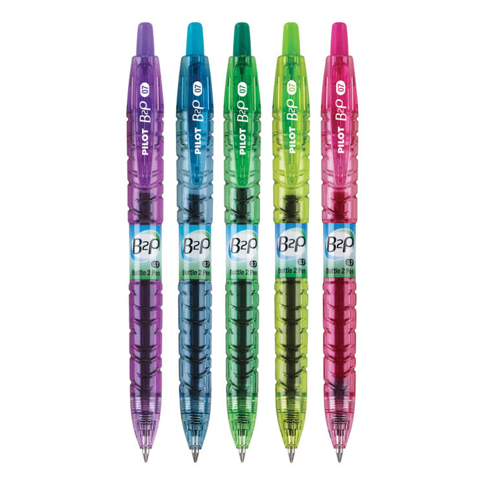 B2P Bottle-2-Pen Recycled Retractable Gel Pen, 0.7mm, Assorted Ink/Barrel, 5/Pack