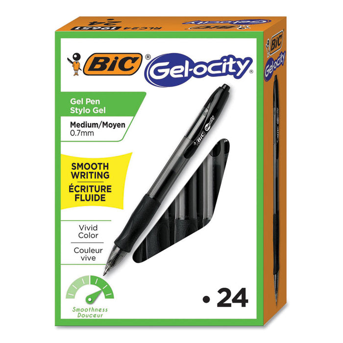 Gel-ocity Retractable Gel Pen, Medium 0.7mm, Black Ink/Barrel, 24/Pack