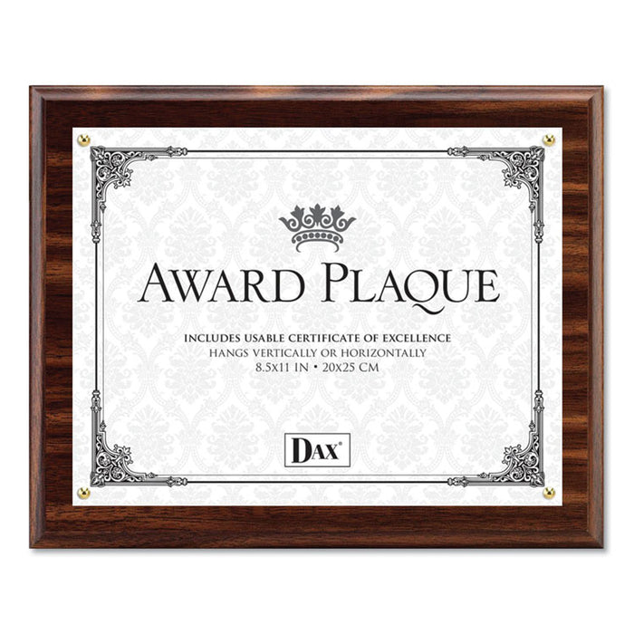 Award Plaque, Wood/Acrylic Frame, Up to 8.5 x 11, Walnut