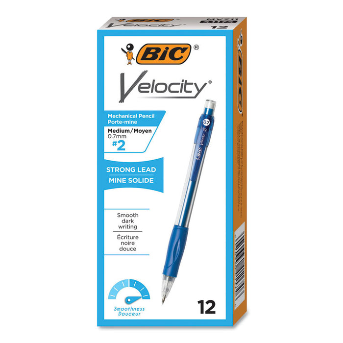 Velocity Original Mechanical Pencil, 0.7 mm, HB (#2.5), Black Lead, Blue Barrel, Dozen