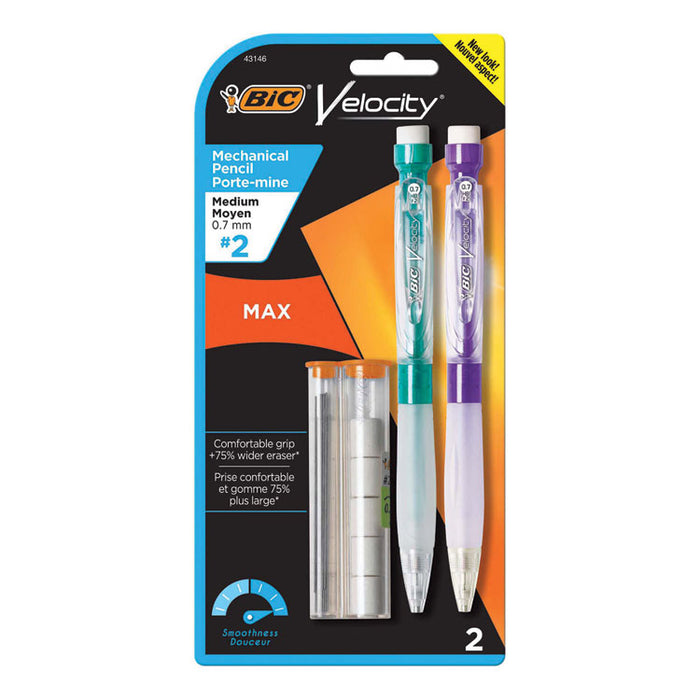 Velocity Max Pencil, 0.7 mm, HB (#2.5), Black Lead, Assorted Barrel Colors, 2/Pack