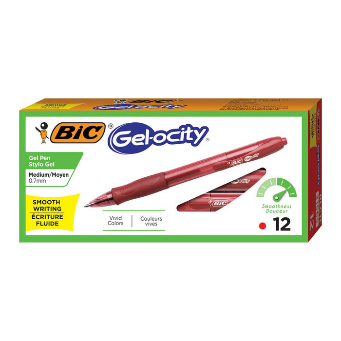 Gel-ocity Retractable Gel Pen, 0.7mm, Red Ink, Translucent Red Barrel, Dozen