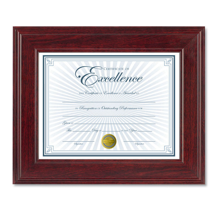 Executive Document/Photo Frame, Desk/Wall Mount, Plastic, 8 1/2 x 11, Mahogany