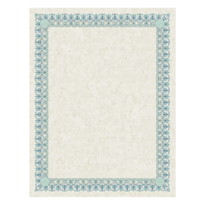 Parchment Certificates, Academic, Ivory w/ Green & Blue Border, 8 1/2 x 11, 25/Pack