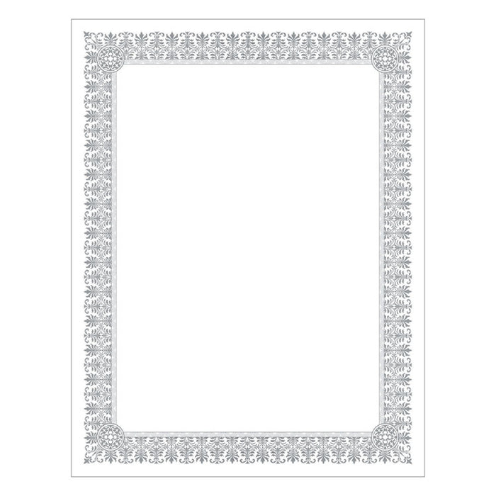 Premium Certificates, White, Fleur Silver Foil Border, 66 lb, 8.5 x 11, 15/Pack
