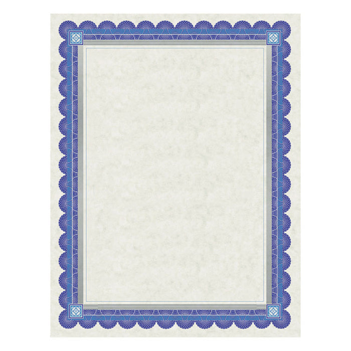 Parchment Certificates, Academic, 8.5 x 11, Ivory with Blue/Silver Foil Border, 15/Pack