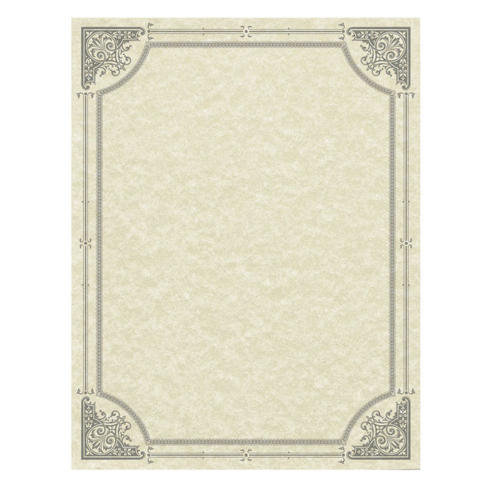 Parchment Certificates, Vintage, 8.5 x 11, Ivory with Silver Foil Border, 50/Pack