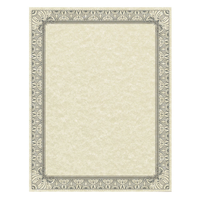 Parchment Certificates, Retro, 8 1/2 x 11, Ivory w/ Black & Silver-Foil Border, 50/Pack