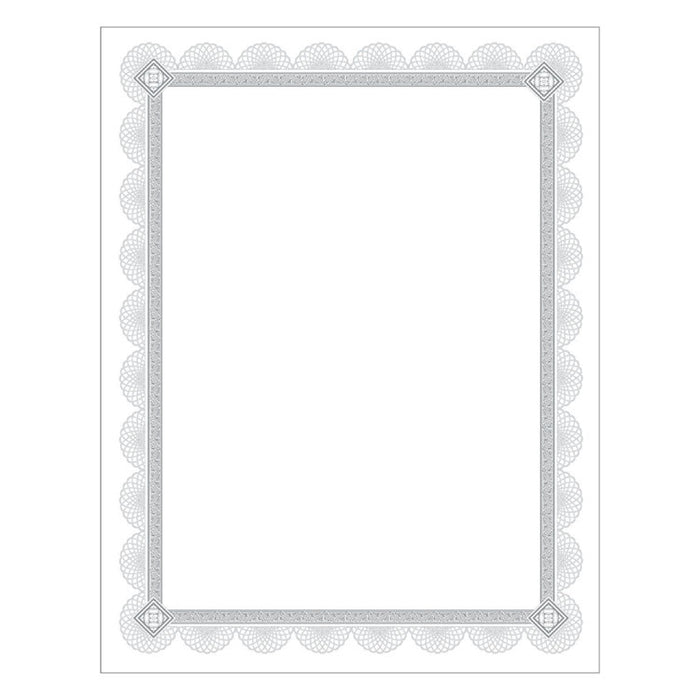 Premium Certificates, White, Spiro Silver Foil Border, 66 lb,  8,5 x 11, 15/Pack