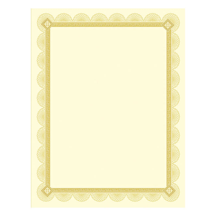Premium Certificates, 8.5 x 11, Ivory/Gold with Spiro Gold Foil Border,15/Pack