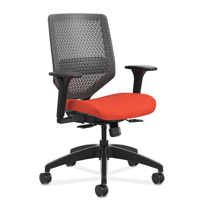 Solve Series ReActiv Back Task Chair, Supports 300 lb, 18" to 23" Seat Height, Bittersweet Seat, Charcoal Back, Black Base