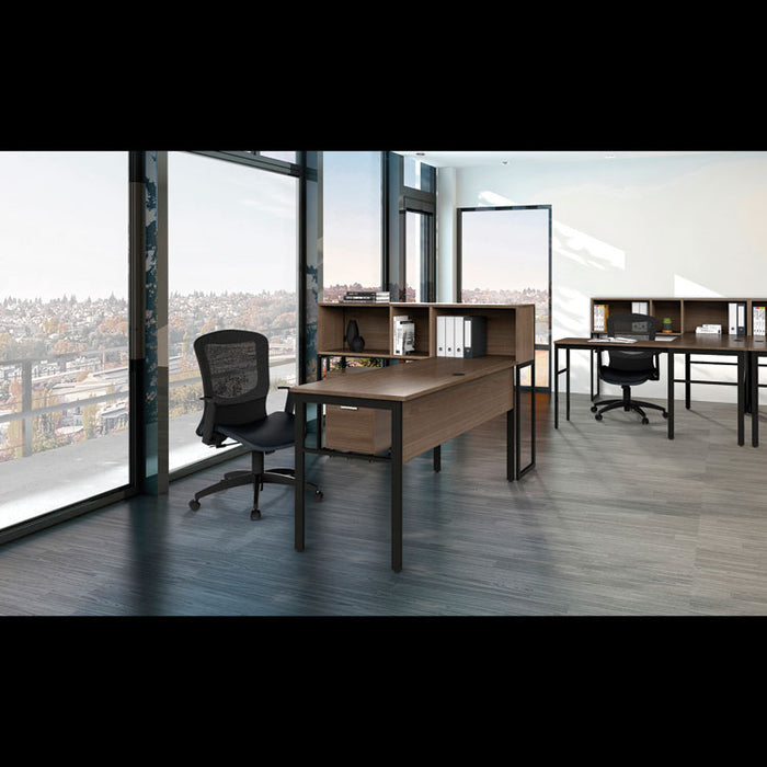 Urban Desk Workstation, 59w x 23.75d x 29.5h, Natural Walnut