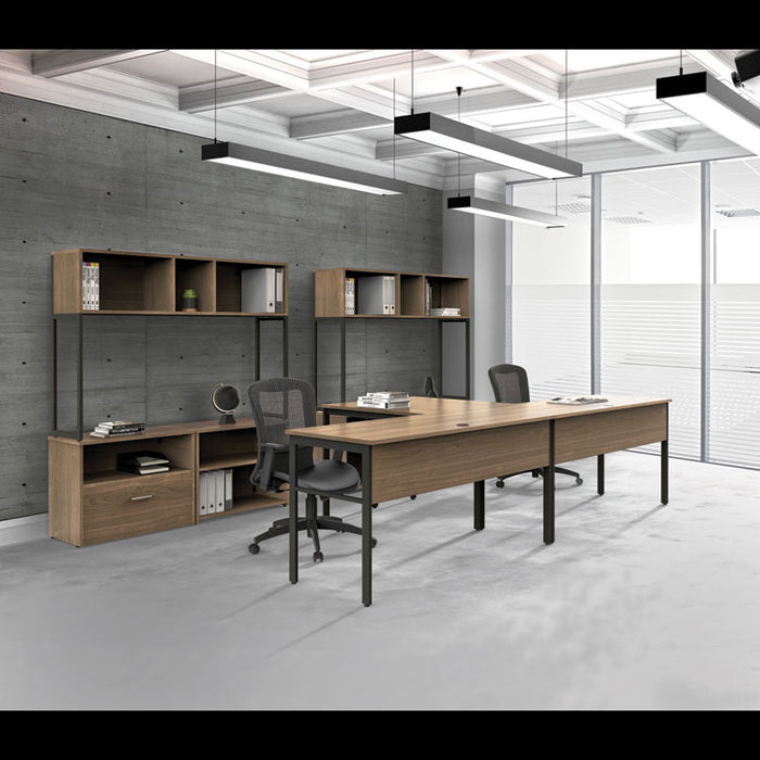 Urban Desk Workstation, 59w x 23.75d x 29.5h, Natural Walnut