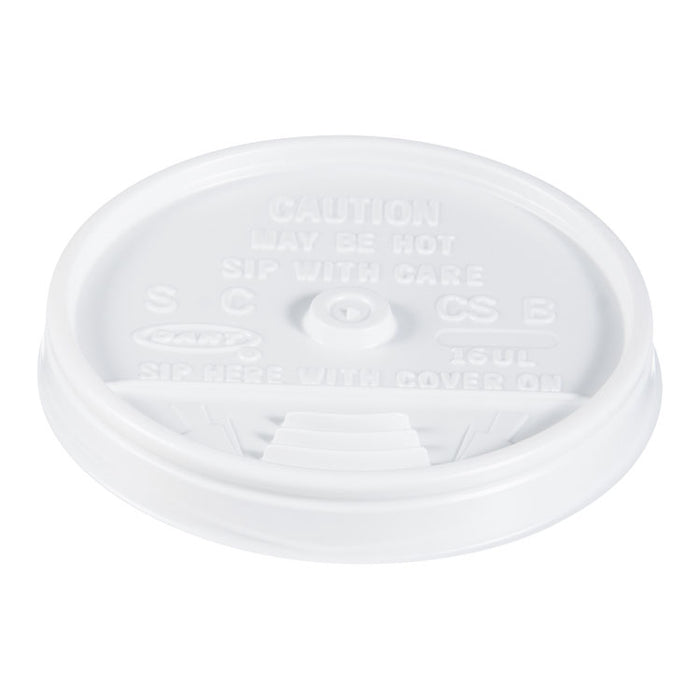 Plastic Lids, for 16oz Hot/Cold Foam Cups, Sip-Thru Lid, White, 1000/Carton