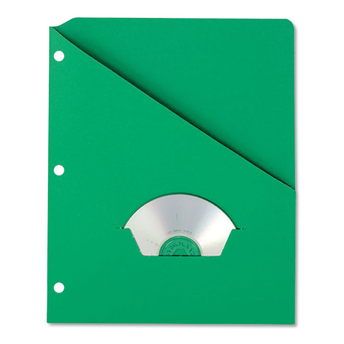 Slash Pocket Project Folders, 3-Hole Punched, Straight Tab, Letter Size, Green, 25/Pack