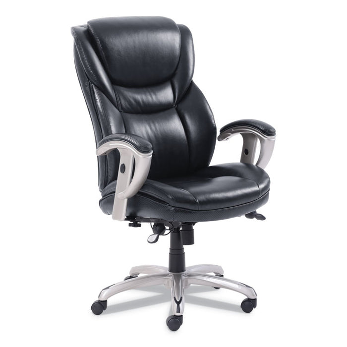 Emerson Executive Task Chair, Supports up to 300 lbs., Black Seat/Black Back, Silver Base
