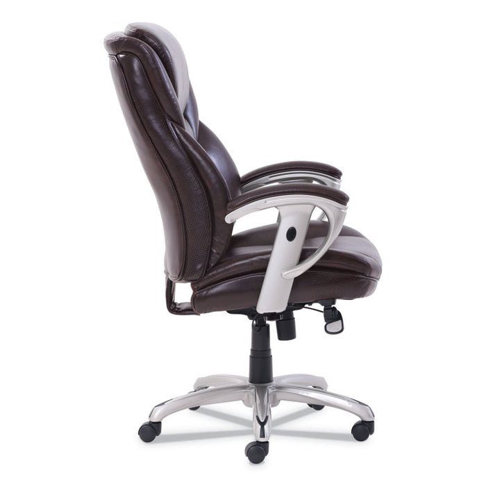 Emerson Executive Task Chair, Supports up to 300 lbs., Brown Seat/Brown Back, Silver Base