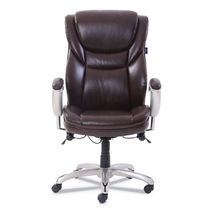 Emerson Executive Task Chair, Supports up to 300 lbs., Brown Seat/Brown Back, Silver Base