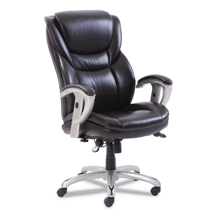 Emerson Executive Task Chair, Supports up to 300 lbs., Brown Seat/Brown Back, Silver Base