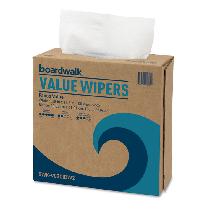 DRC Wipers, 9.33 x 16.5, White, 100 Dispenser Packs, 9 Dispenser Packs/Carton