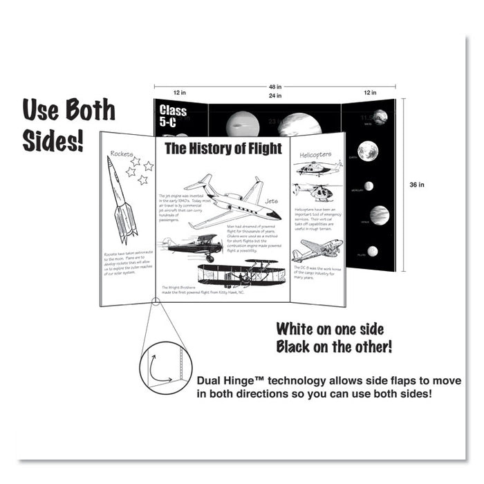 Too Cool Tri-Fold Poster Board, 36 x 48, Black/White, 6/PK