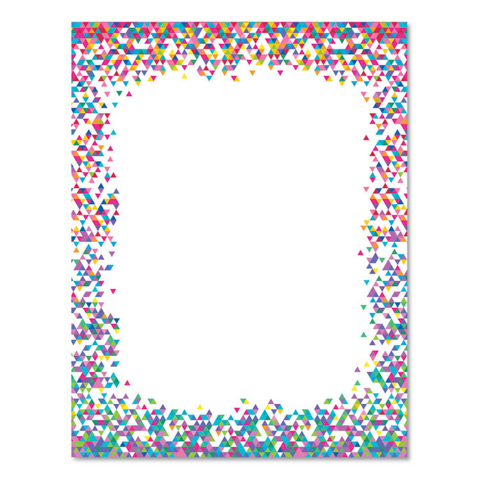 Pre-Printed Paper, 28 lb Bond Weight, 8.5 x 11, Confetti, 100/Pack