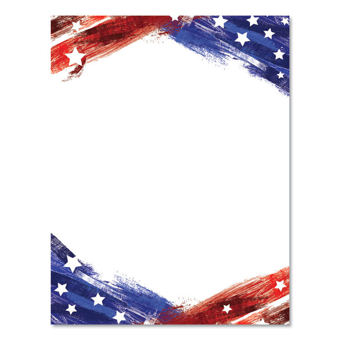 Pre-Printed Paper, 28lb, 8.5 x 11, Red/White/Blue, 100/Pack