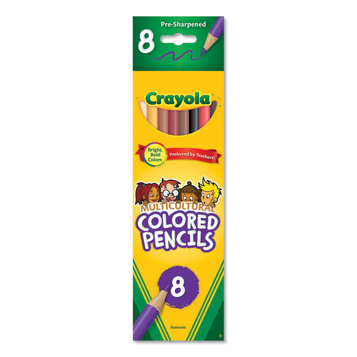 Multicultural Eight-Color Pencil Pack, 3.3 mm, 2B (#1), Assorted Lead/Barrel Colors, 8/Pack