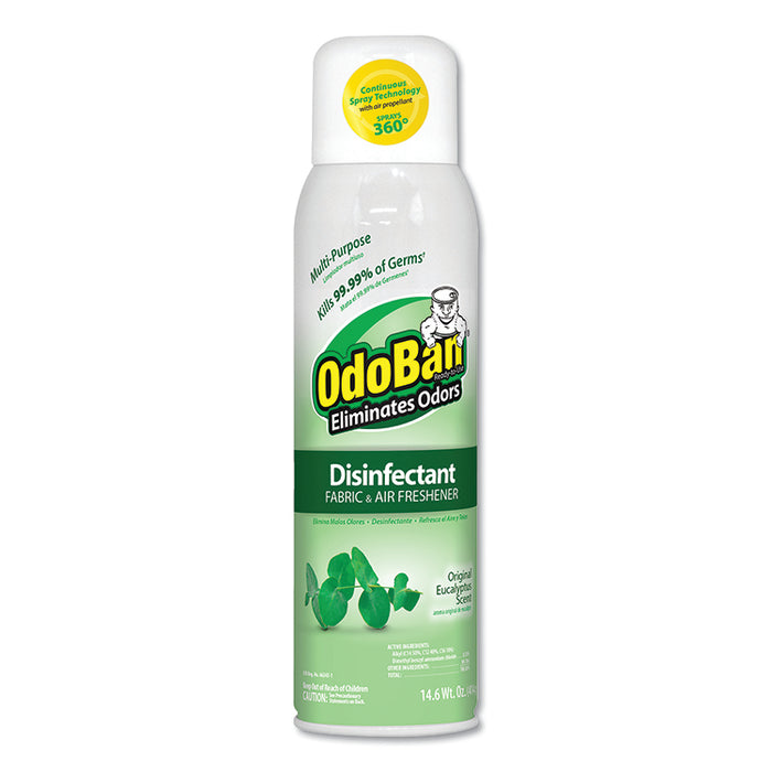 Ready-To-Use Disinfectant/Fabric & Air Freshener 360 Spray, Eucalyptus, 14 oz Can, 12/Carton