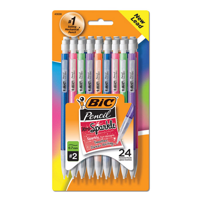 Xtra-Sparkle Mechanical Pencil, 0.7 mm, HB (#2.5), Black Lead, Assorted Barrel Colors, 24/Pack