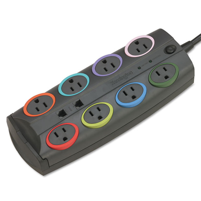 8-Outlet Adapter Model Surge Protector, Black, 8ft Cord, 3090 Joules