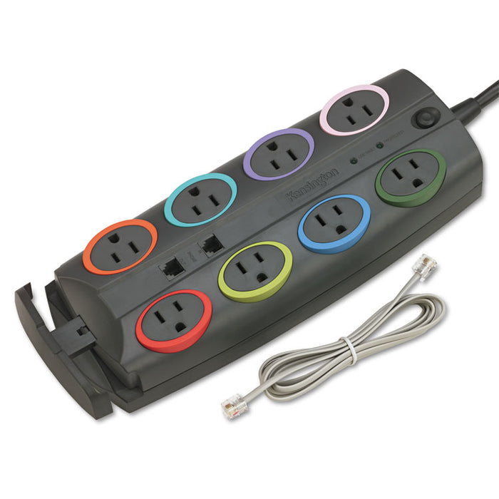 8-Outlet Adapter Model Surge Protector, Black, 8ft Cord, 3090 Joules