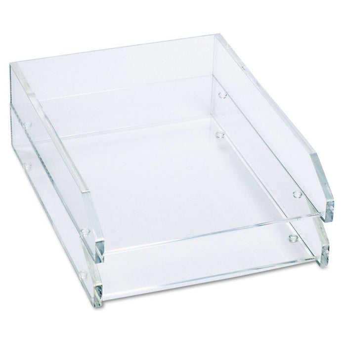 Clear Acrylic Letter Tray, 2 Sections, Letter Size Files, 10.5" x 13.75" x 2.5", Clear, 2/Pack