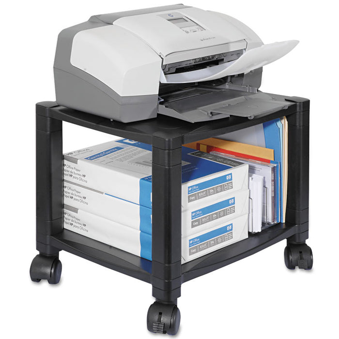 Mobile Printer Stand, Two-Shelf, 17w x 13.25d x 14.13h, Black