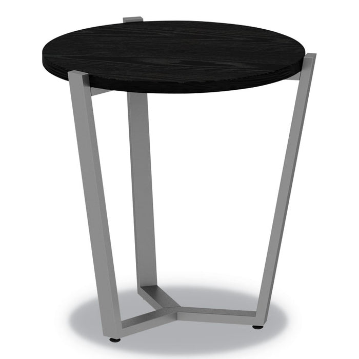 Round Occasional Corner Table, 21 1/4 dia x 22 7/8h, Black/Silver