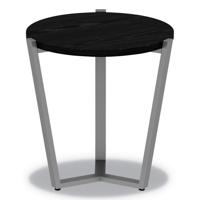 Round Occasional Corner Table, 21 1/4 dia x 22 7/8h, Black/Silver