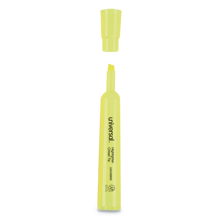 Desk Highlighter Value Pack, Fluorescent Yellow Ink, Chisel Tip, Yellow Barrel, 36/Pack
