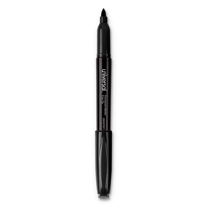 Pen-Style Permanent Marker, Fine Bullet Tip, Black, Dozen