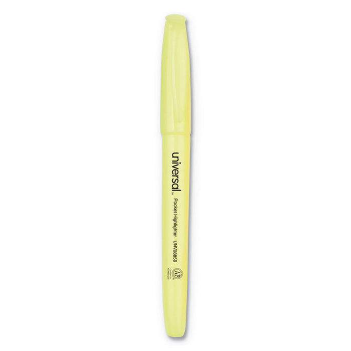 Pocket Highlighter Value Pack, Fluorescent Yellow Ink, Chisel Tip, Yellow Barrel, 36/Pack