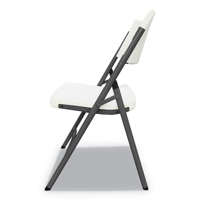 Premium Molded Resin Folding Chair, White Seat/White Back, Dark Gray Base