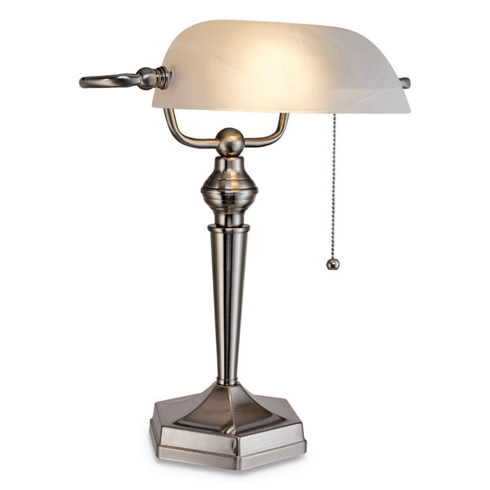 Banker's Lamp, Post Neck, 10"w x 13.38"d x 16"h, Brushed Nickel