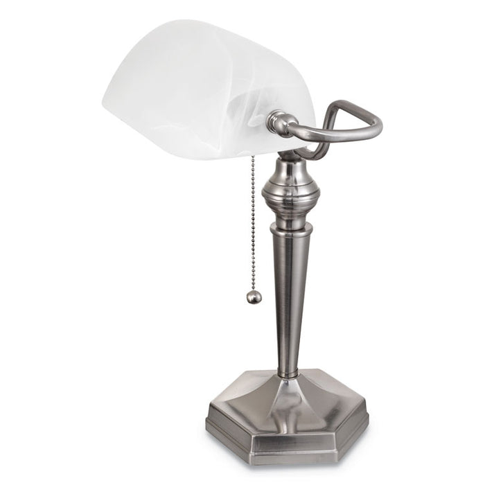 Banker's Lamp, Post Neck, 10"w x 13.38"d x 16"h, Brushed Nickel