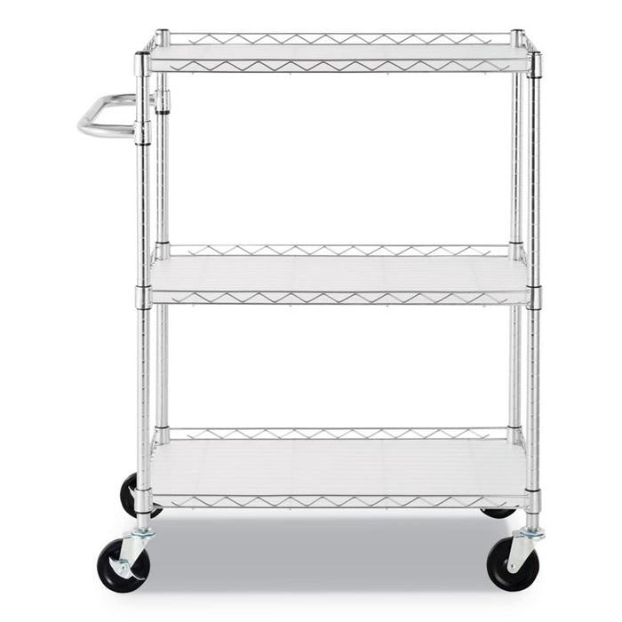 3-Shelf Wire Cart with Liners, 34.5w x 18d x 40h, Silver, 600-lb Capacity