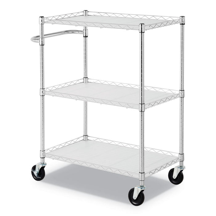 3-Shelf Wire Cart with Liners, 34.5w x 18d x 40h, Silver, 600-lb Capacity