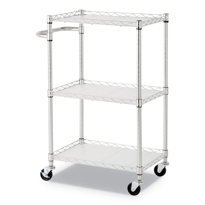 3-Shelf Wire Cart with Liners, 24w x 16d x 39h, Silver, 500-lb Capacity