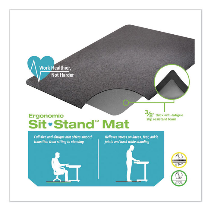 Ergonomic Sit Stand Mat, 53 x 45, Black