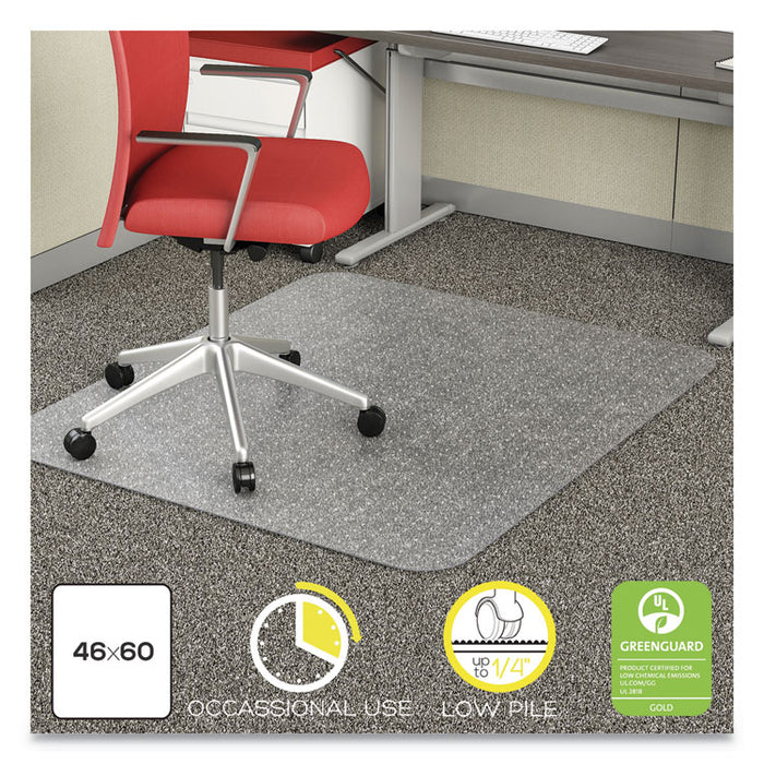 EconoMat Occasional Use Chair Mat, Low Pile Carpet, Roll, 46 x 60, Rectangle, Clear