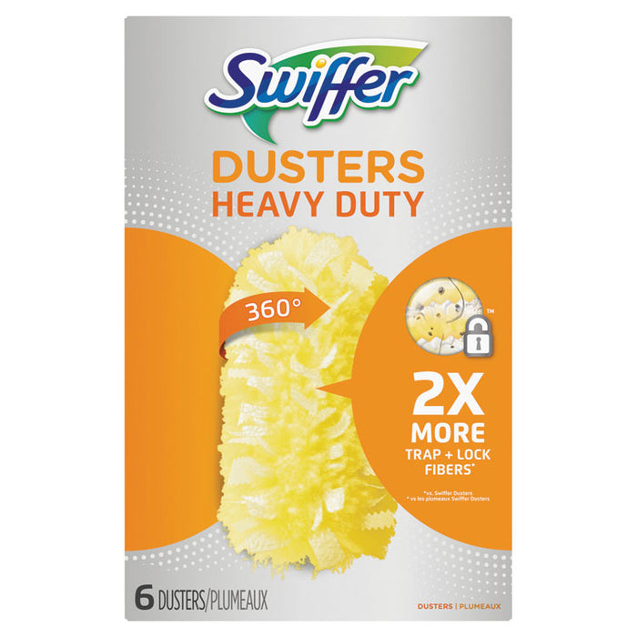 Heavy Duty Dusters Refill, Dust Lock Fiber, Yellow, 6/Box, 4 Boxes/Carton