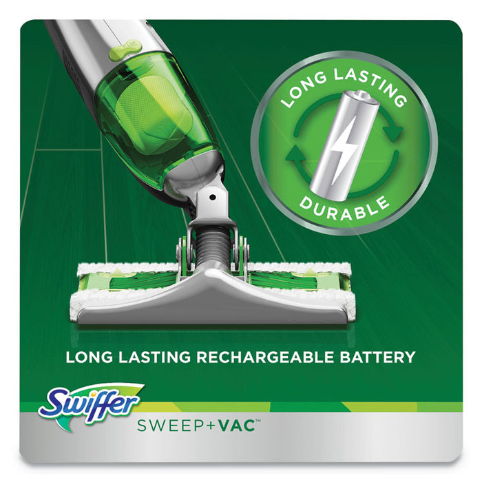 Sweep + Vac Starter Kit with 8 Dry Cloths, 10" Cleaning Path, Green/Silver